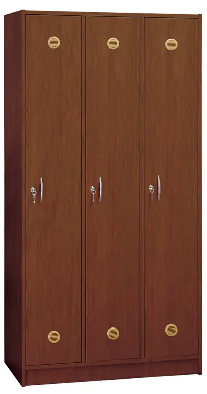 STL - 180 - 90 šatní skříň dřevěná, 3-dveřová, šatní tyč, 1800 x 900 x 500, sokl, ořech královský